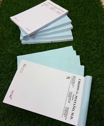 prescription pad or receipts